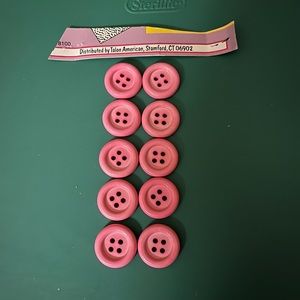Set of ten Talon flat pink four holed buttons